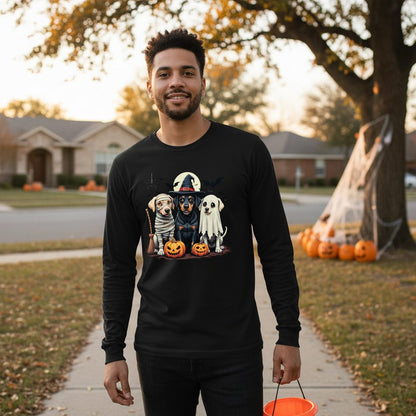 Halloween Dogs in Costumes dogs in Halloween costumes Long Sleeve Tee Black lifestyle mockup