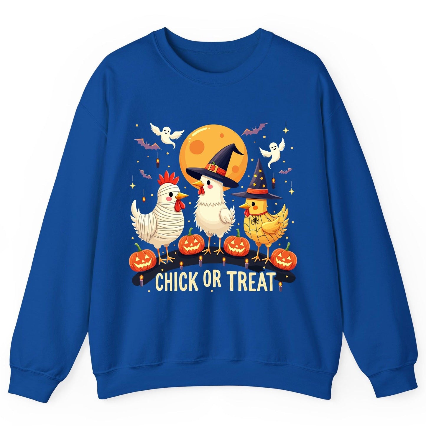 Chick or Treat Halloween chickens Sweatshirt Royal product mockup