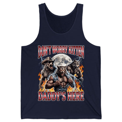 Don't Worry Kitten Daddy's Here werewolves Tank Top Navy product mockup