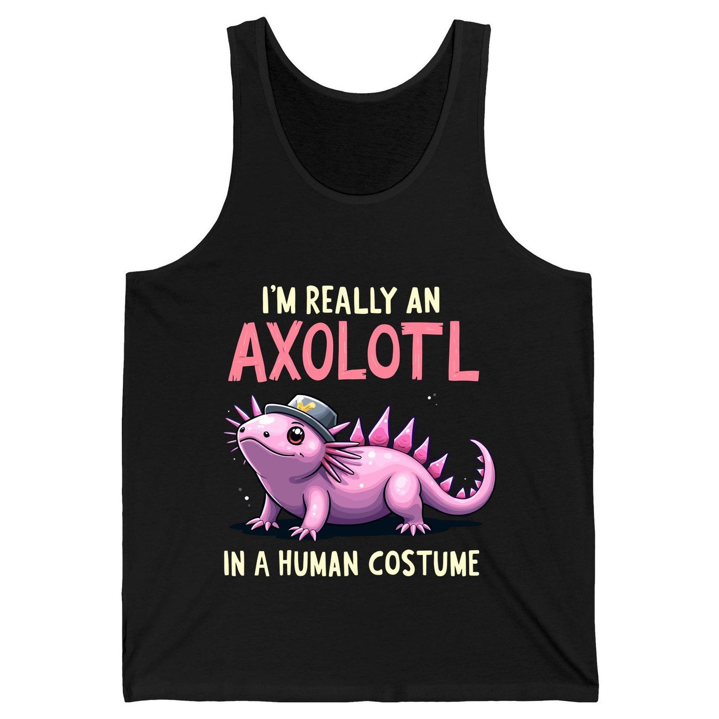 I'm Really an Axolotl in a Human Costume axolotl Tank Top Black product mockup