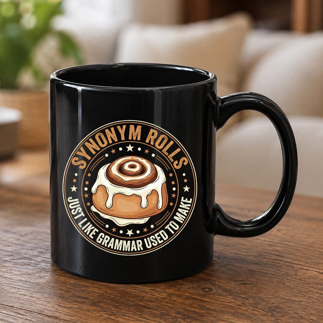Synonym Rolls Just Like Grammar Used to Make grammar puns Black Mug Black product mockup