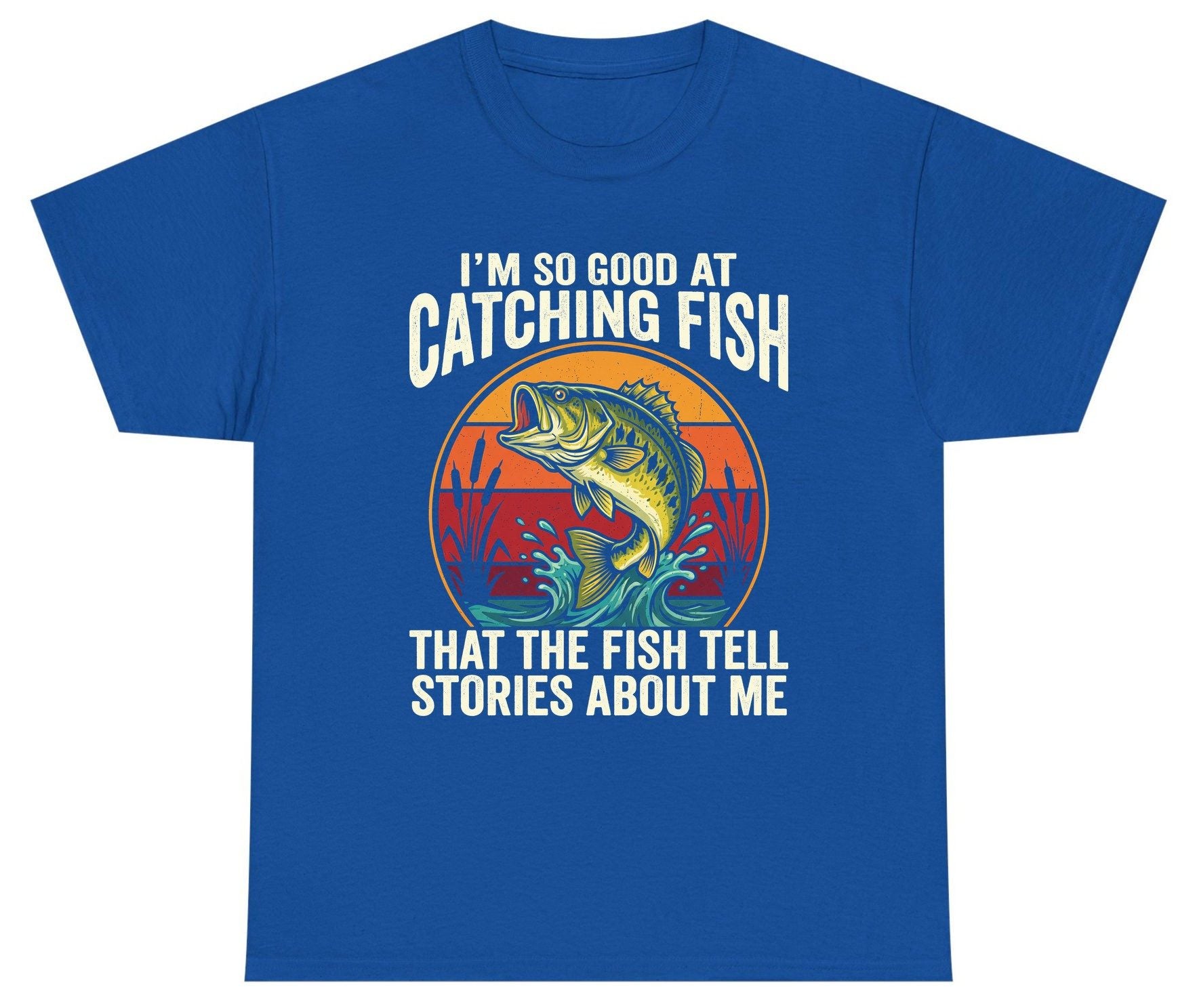 I'm So Good at Catching Fish That the Fish Tell Stories About Me fishing Youth T-Shirt Royal product mockup