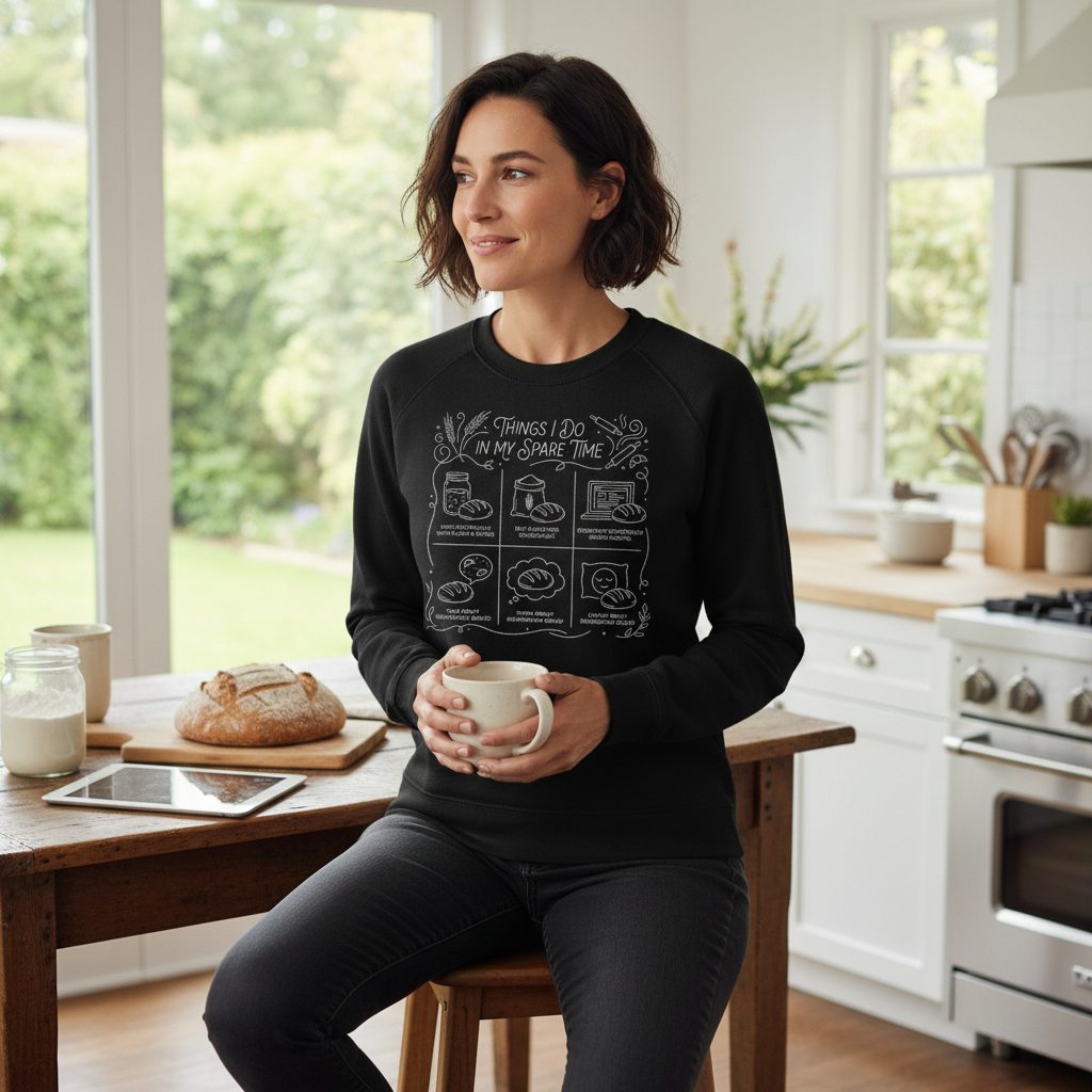 Things I Do in My Spare Time sourdough baking Sweatshirt Black lifestyle mockup