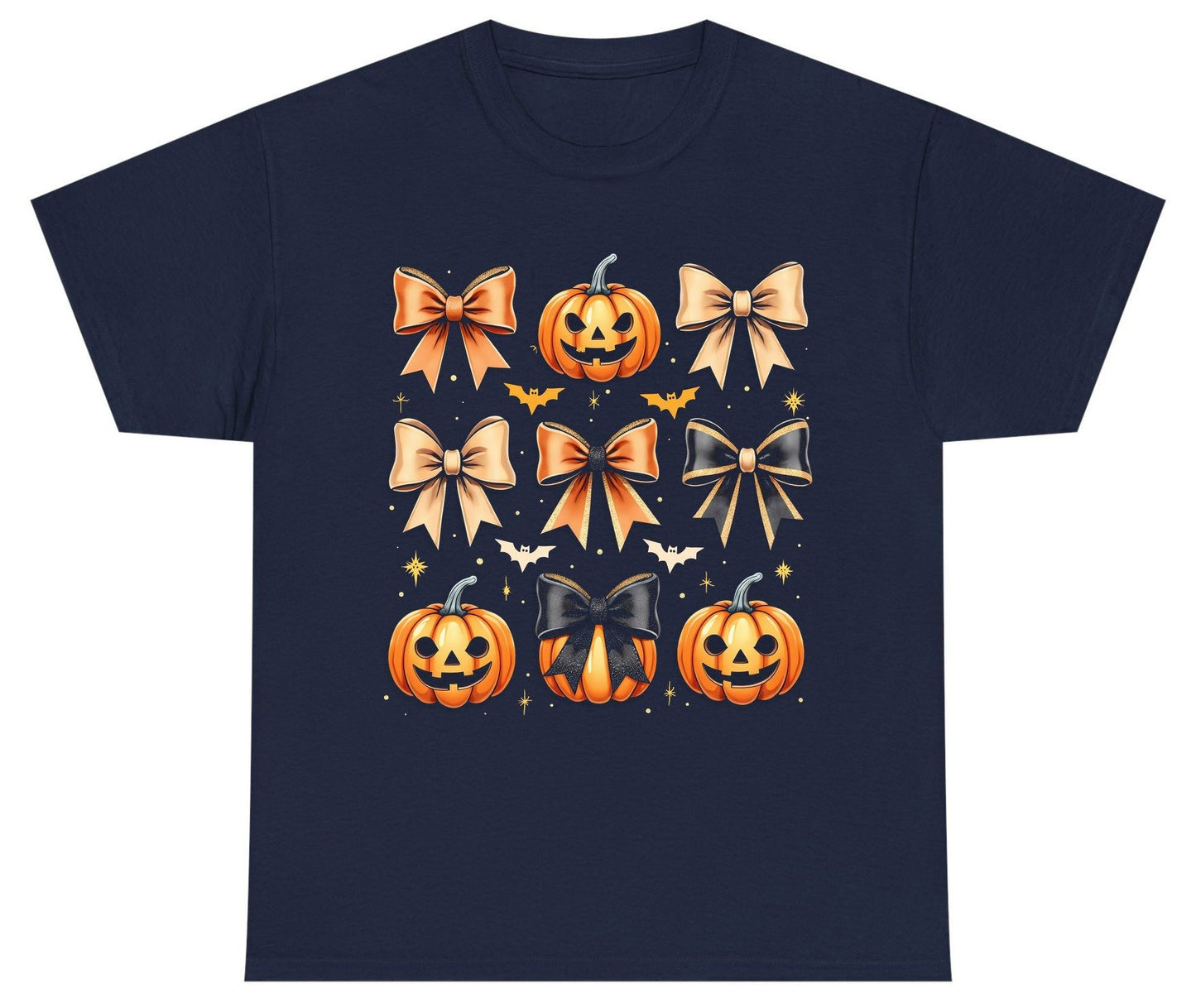 Cute Halloween Pumpkins and Bows Halloween Youth T-Shirt Navy product mockup