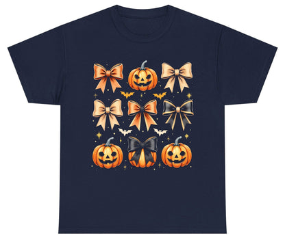 Cute Halloween Pumpkins and Bows Halloween Youth T-Shirt Navy product mockup