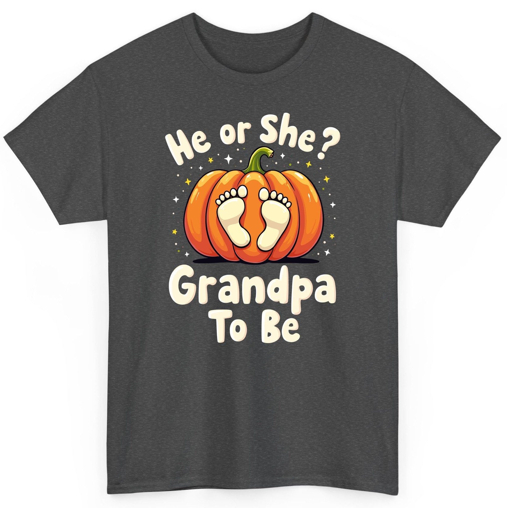 He or She Grandpa to Be gender reveal T-Shirt Dark Heather product mockup