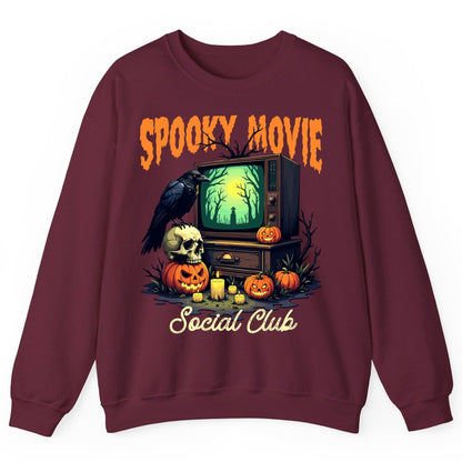 Spooky Movie Social Club Halloween Sweatshirt Maroon product mockup