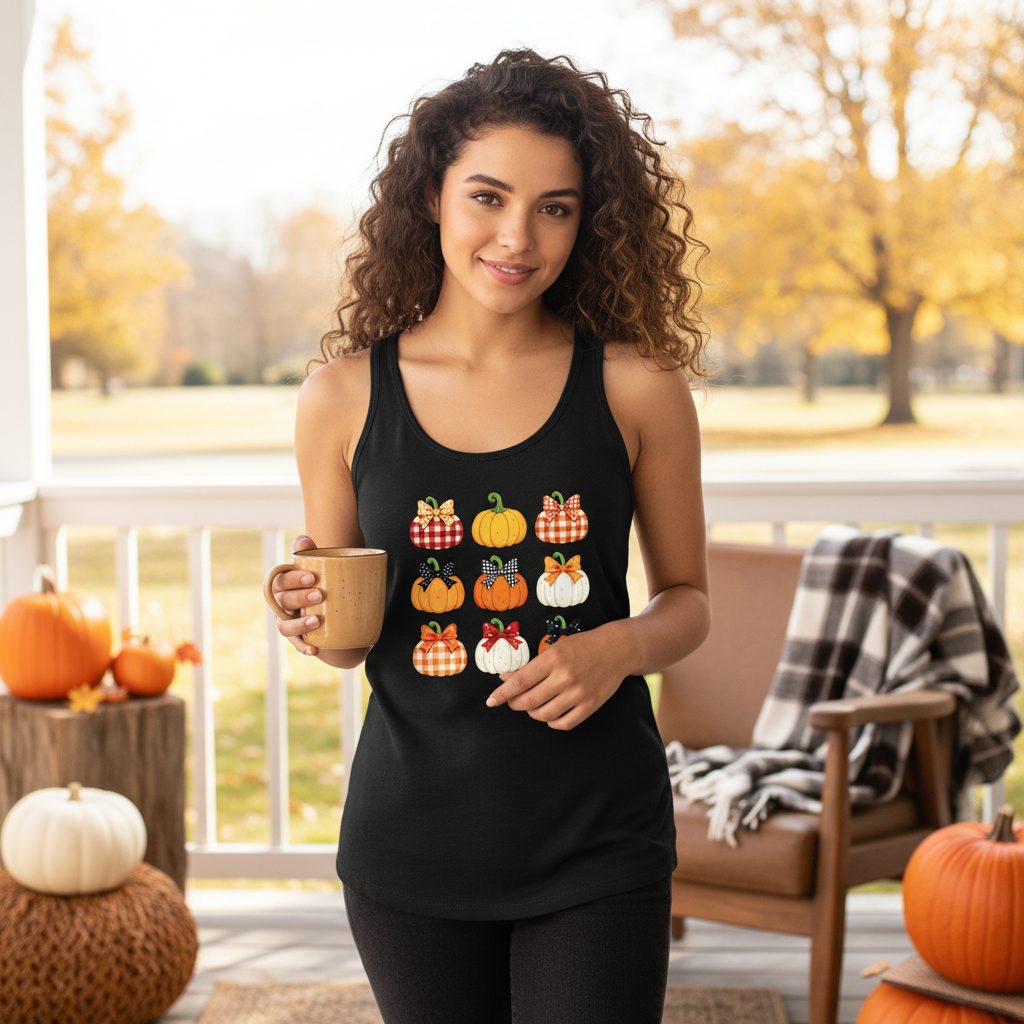 Decorative Fall Pumpkins fall pumpkins Tank Top Black lifestyle mockup