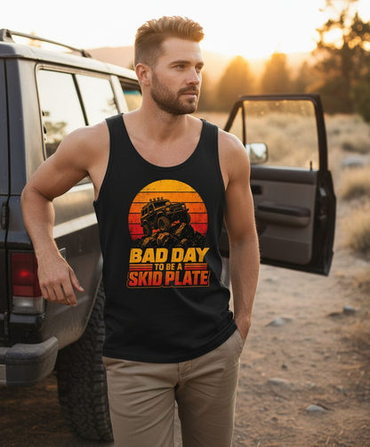 Bad Day to Be a Skid Plate Funny Off-Roading Tank Top - lifestyle model mockup - Black