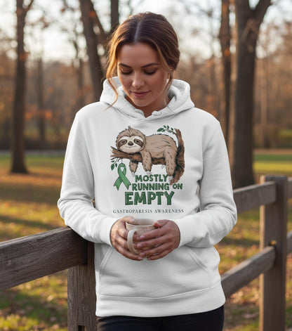 Mostly Running on Empty Gastroparesis Awareness gastroparesis awareness Hoodie White lifestyle mockup