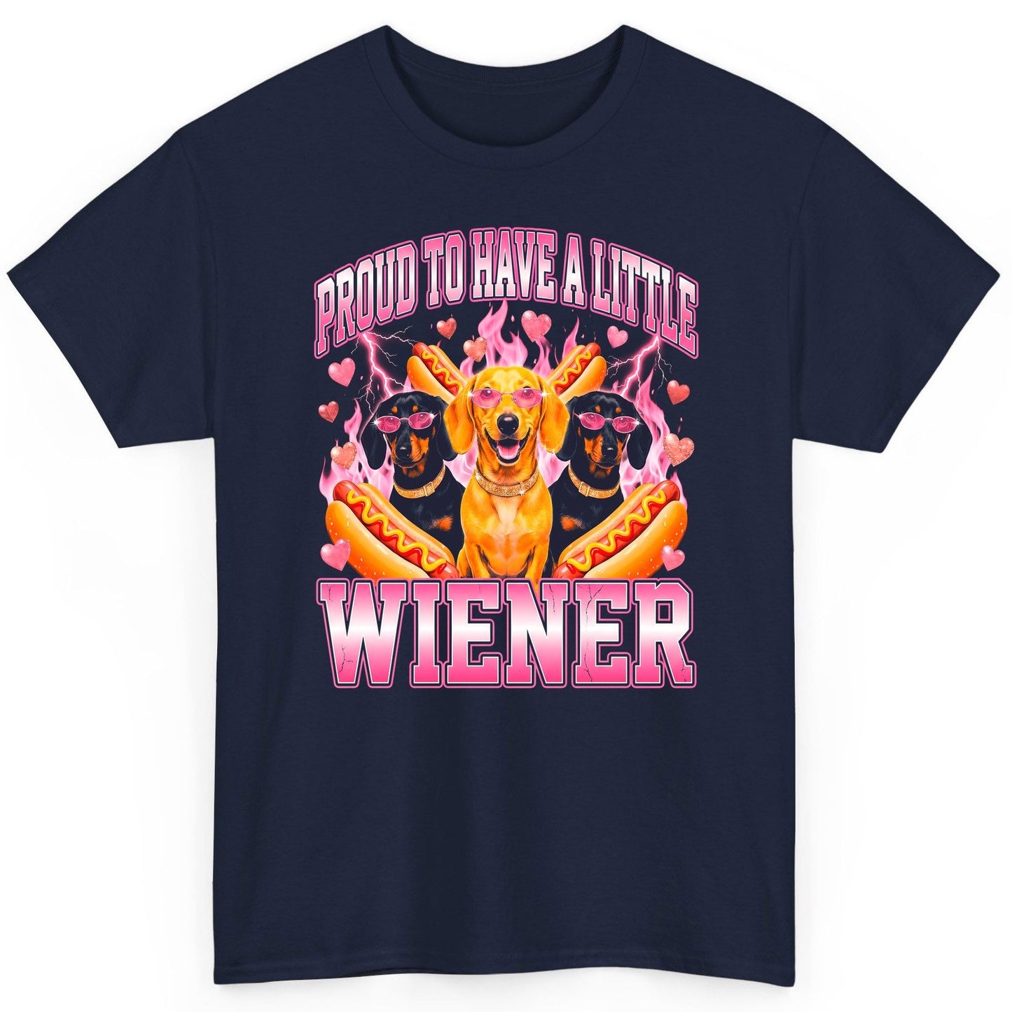 Proud to Have a Little Wiener dachshund T-Shirt Navy product mockup