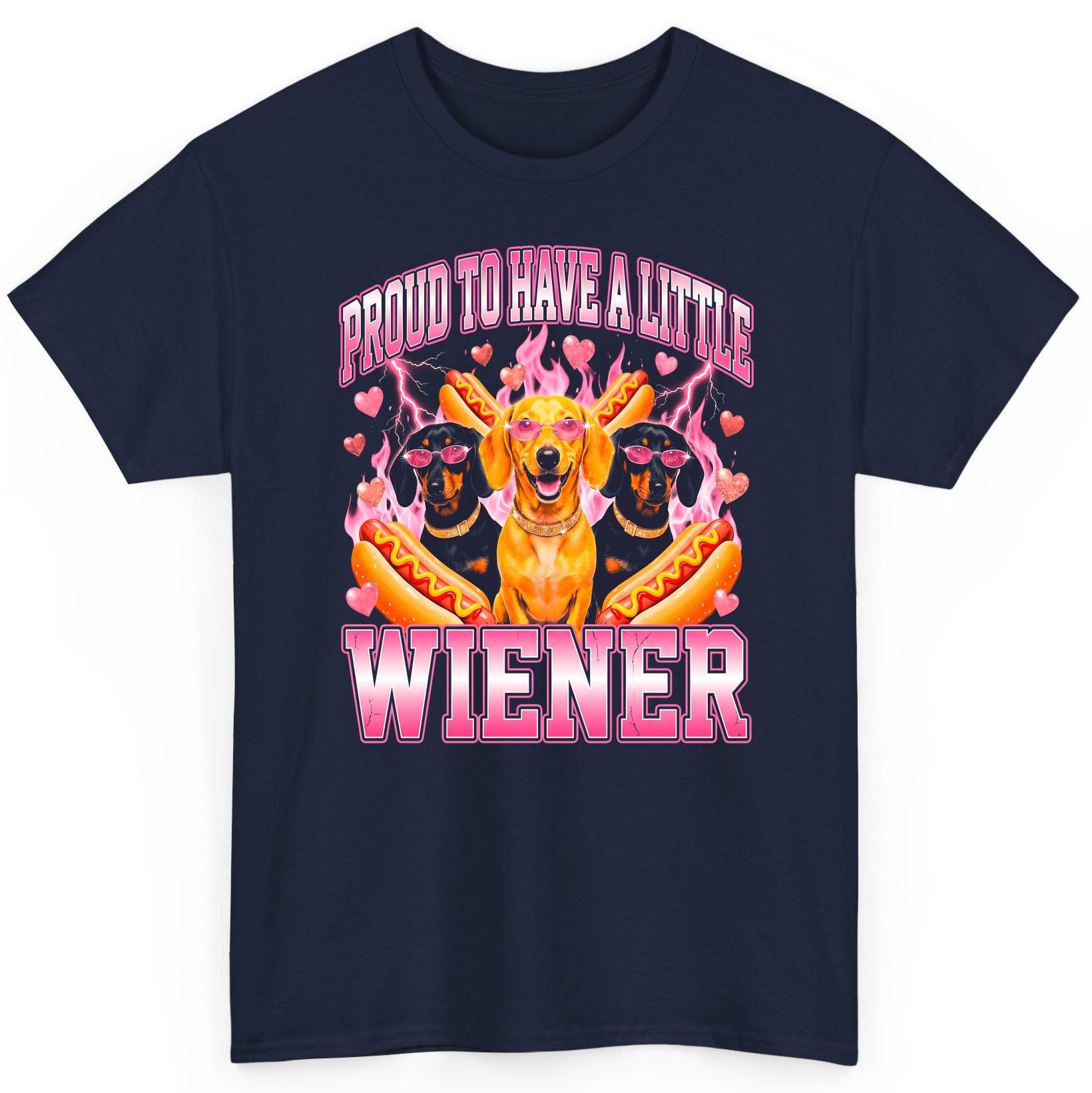 Proud to Have a Little Wiener dachshund T-Shirt Navy product mockup