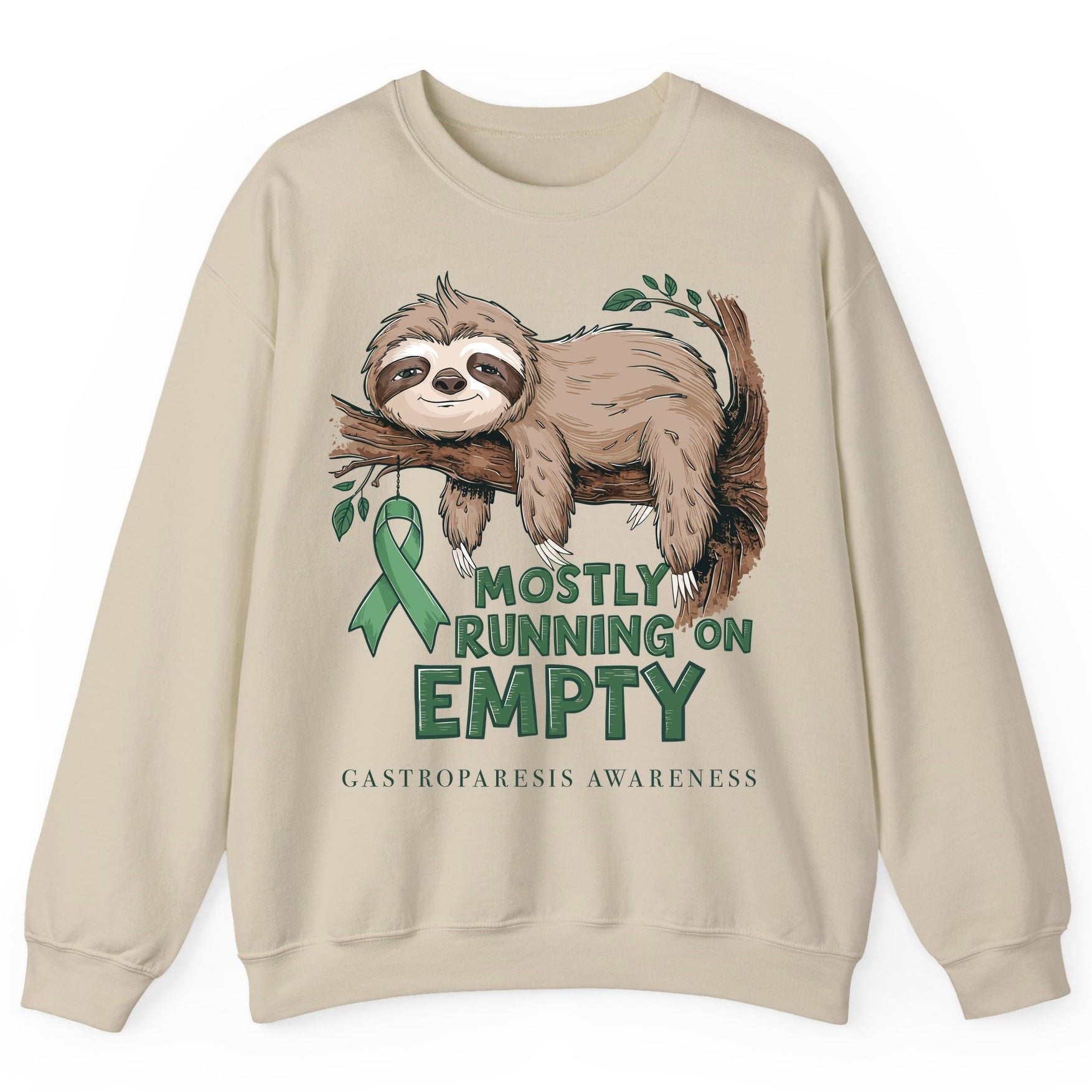 Mostly Running on Empty Gastroparesis Awareness gastroparesis awareness Sweatshirt Sand product mockup