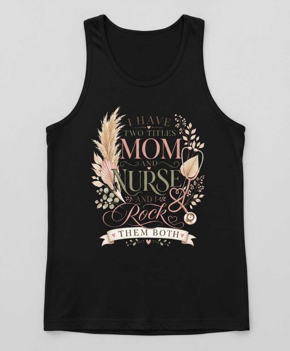 I Have Two Titles Mom and Nurse and I Rock Them Both Tank Top - product mockup - Black