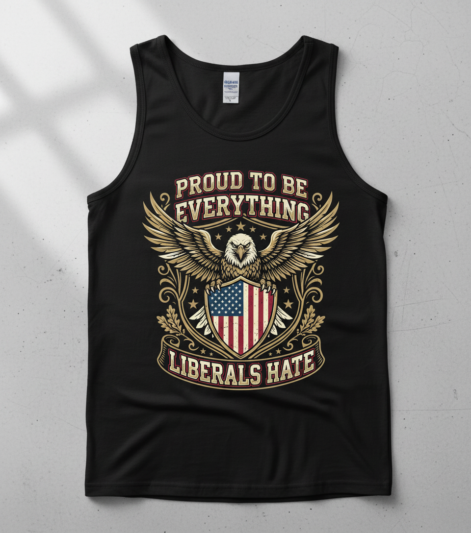 Proud To Be Everything Liberals Hate Patriotic Eagle Tank Top - Black