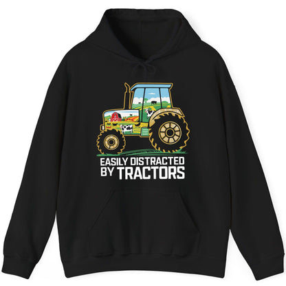 Easily Distracted by Tractors farming Hoodie Black product mockup