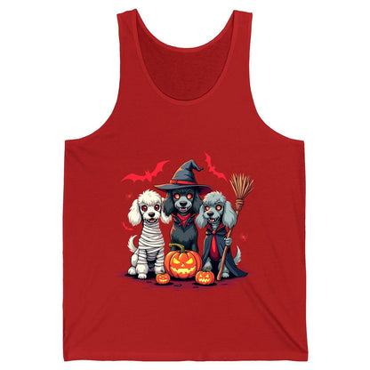 Spooky Poodle Trio Halloween dogs Tank Top Red product mockup