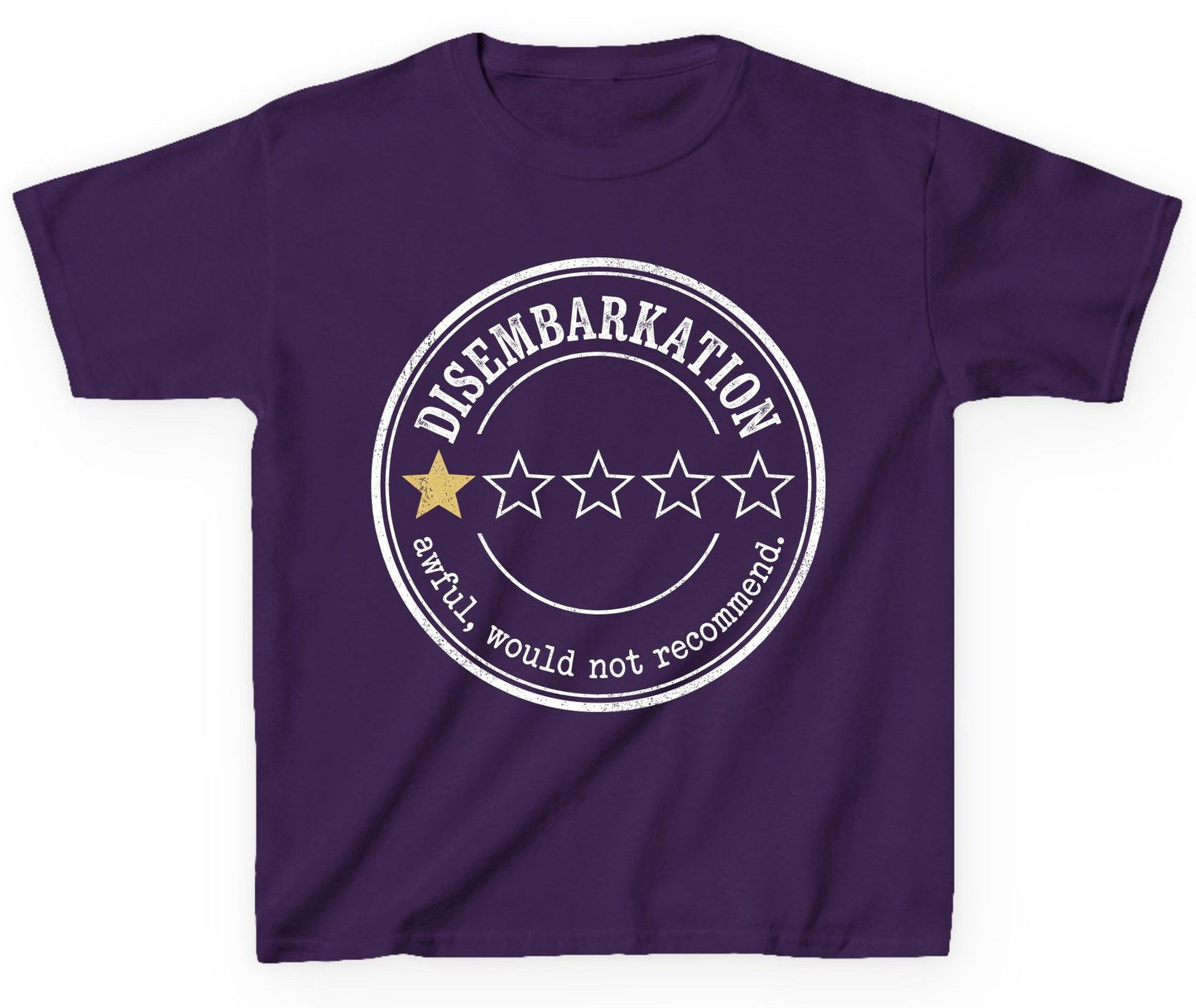 Disembarkation Awful, Would Not Recommend cruise disembarkation Youth T-Shirt Purple product mockup