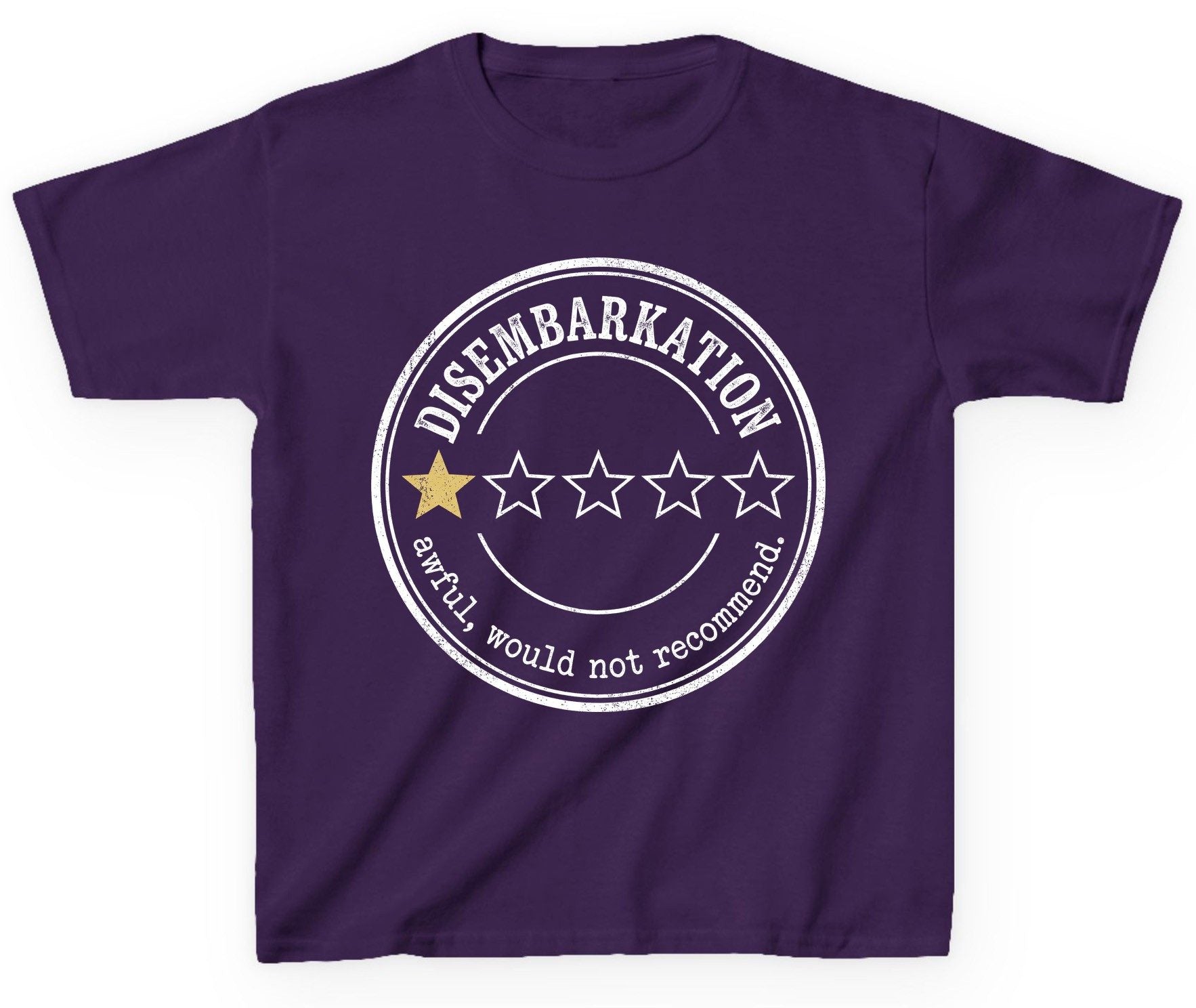 Disembarkation Awful, Would Not Recommend cruise disembarkation Youth T-Shirt Purple product mockup