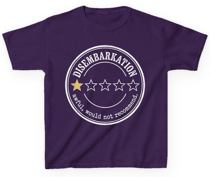 Disembarkation Awful, Would Not Recommend cruise disembarkation Youth T-Shirt Purple product mockup