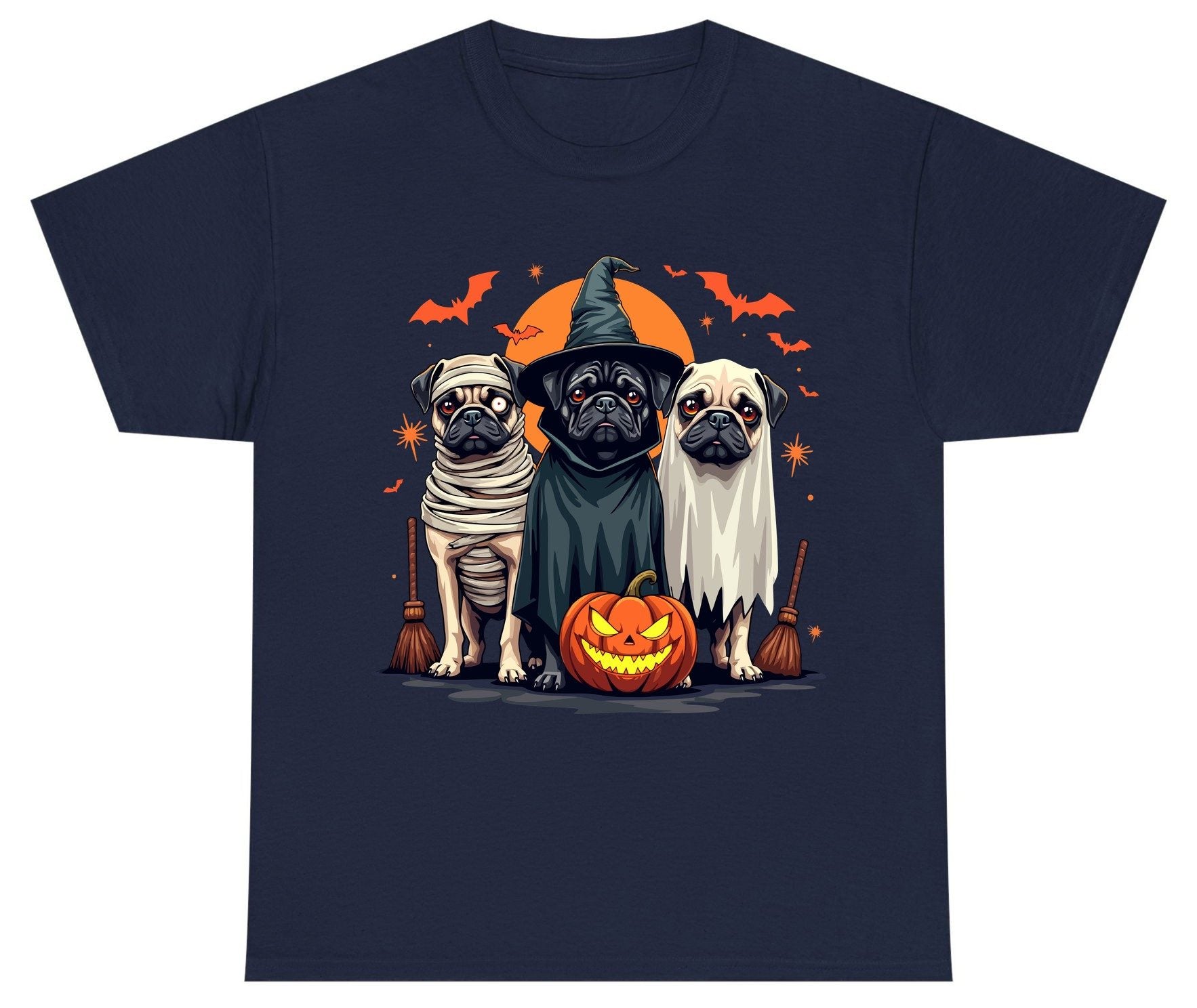 Halloween Pugs Costumes pugs Youth T-Shirt Navy product mockup