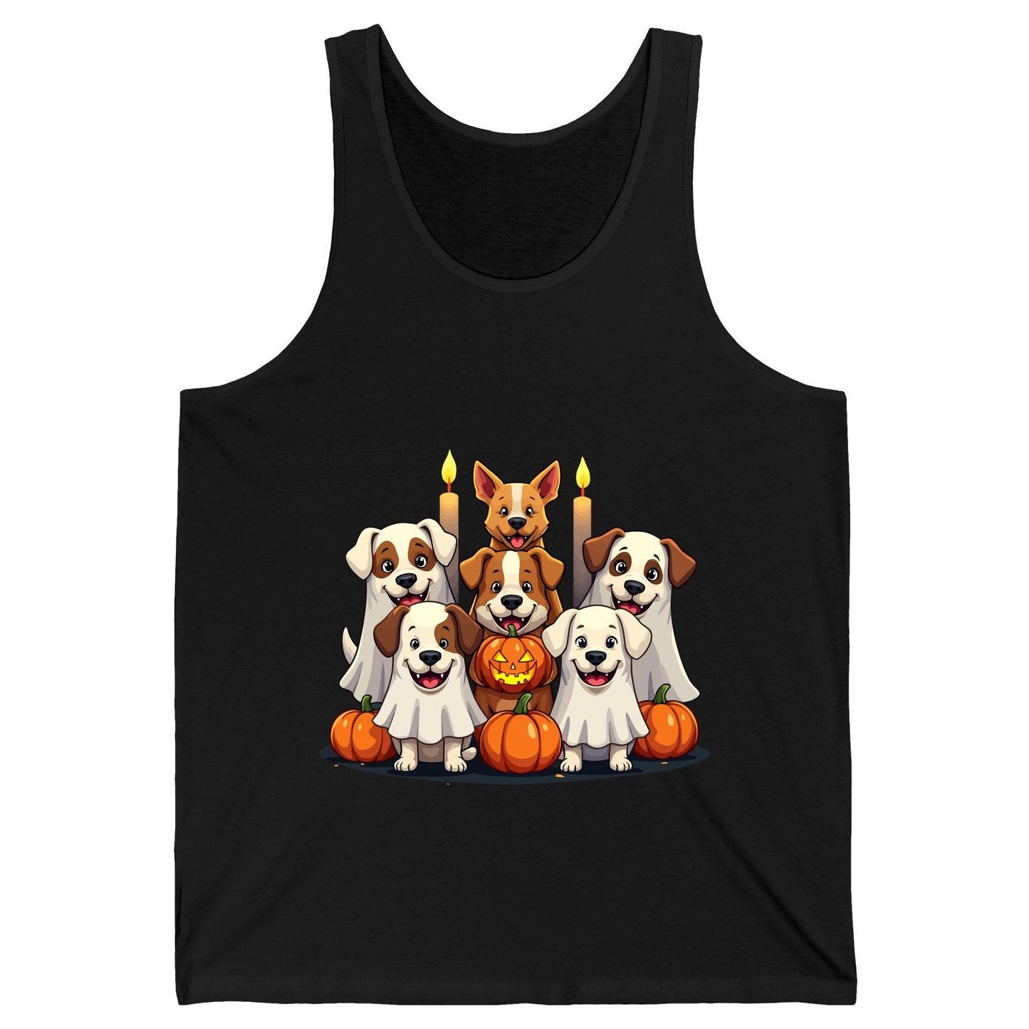 Cute Ghost Dogs Halloween Halloween dogs Tank Top Black product mockup