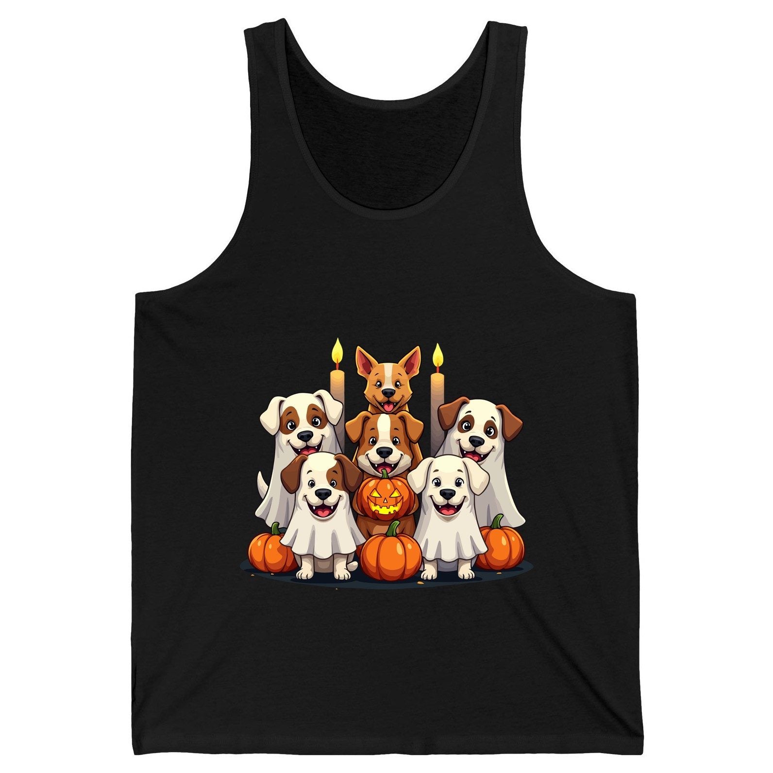 Cute Ghost Dogs Halloween Halloween dogs Tank Top Black product mockup