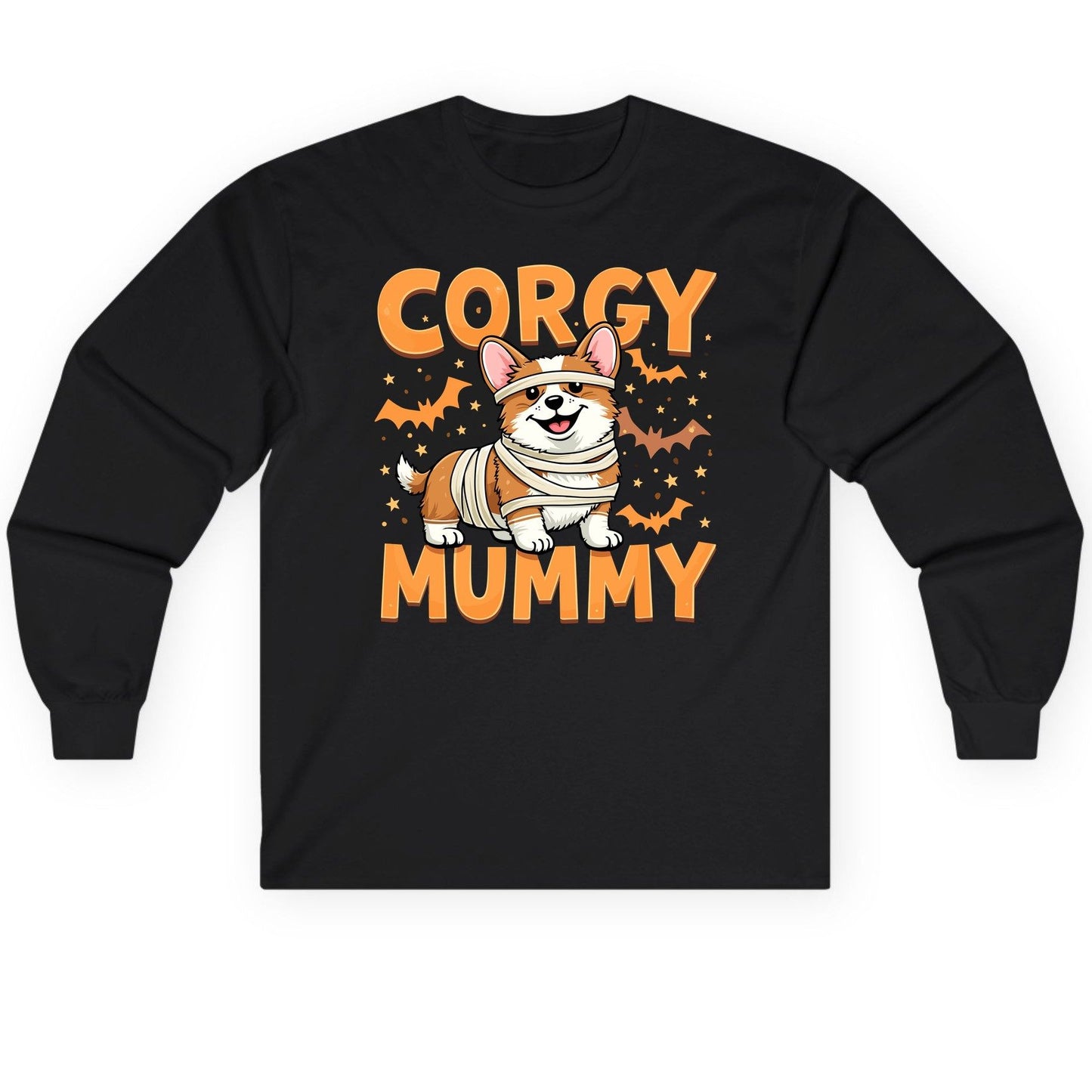 Corgy Mummy corgi Long Sleeve Tee Black product mockup