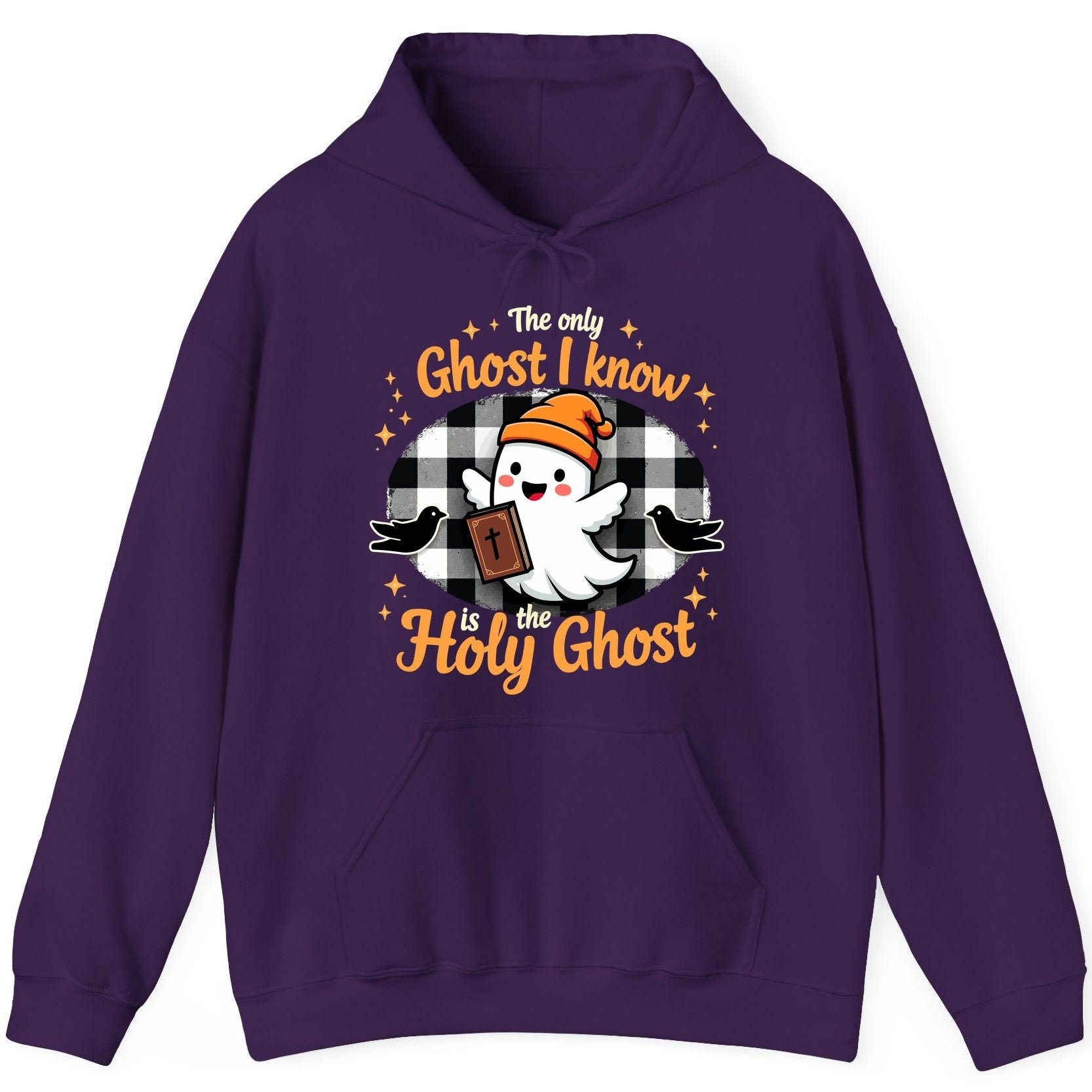 The Only Ghost I Know Is the Holy Ghost christian Halloween Hoodie Purple product mockup