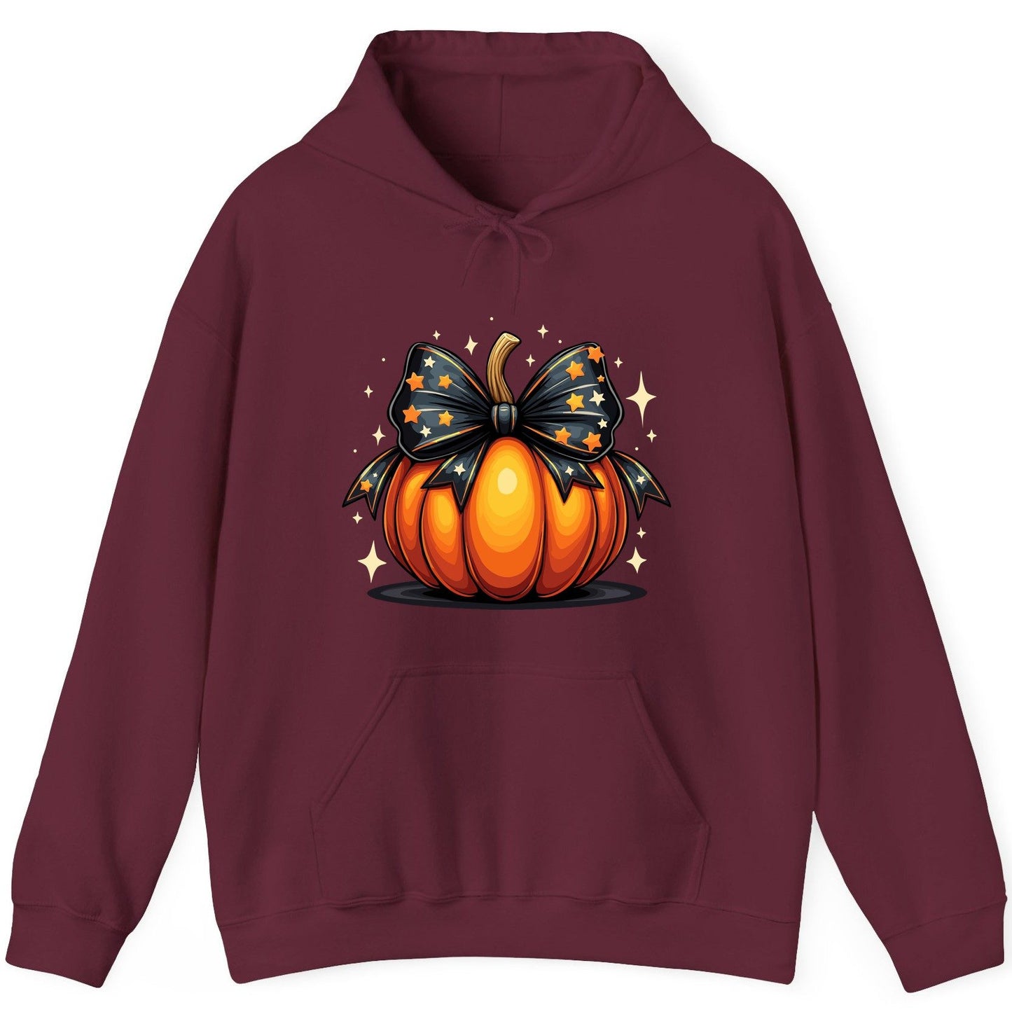 Starry Bow Pumpkin Halloween pumpkin Hoodie Maroon product mockup
