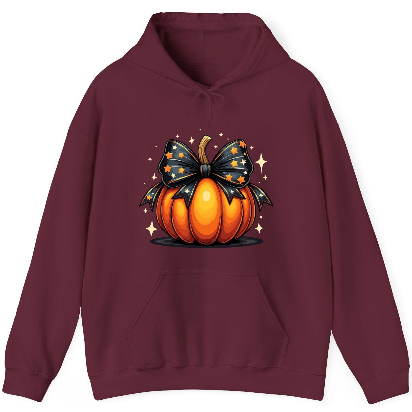 Starry Bow Pumpkin Halloween pumpkin Hoodie Maroon product mockup