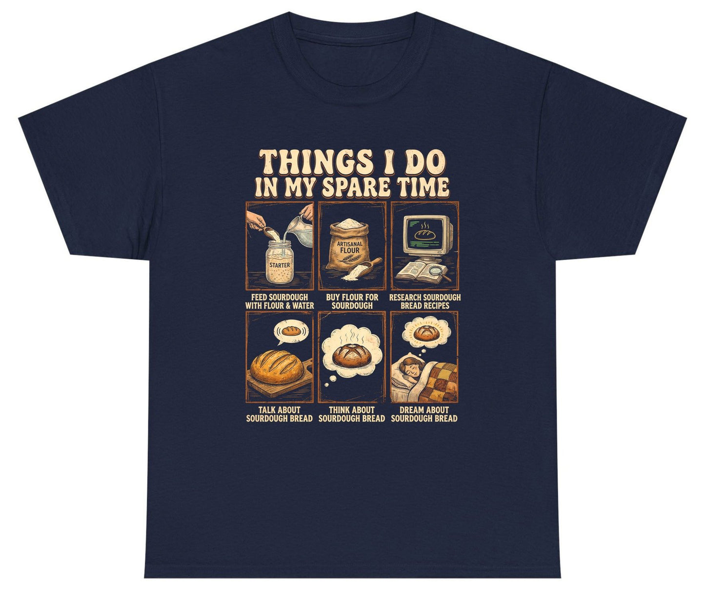 Things I Do in My Spare Time sourdough bread baking Youth T-Shirt Navy product mockup