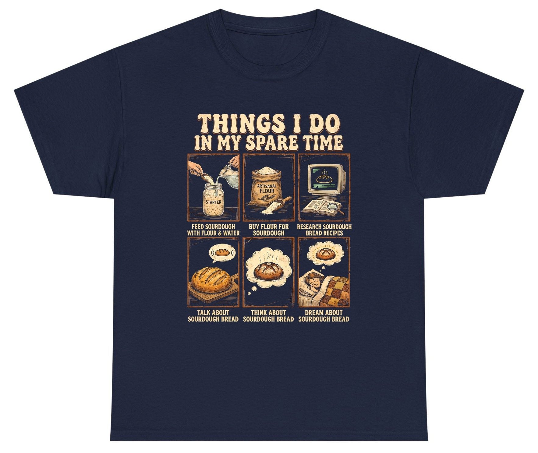 Things I Do in My Spare Time sourdough bread baking Youth T-Shirt Navy product mockup