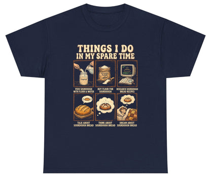 Things I Do in My Spare Time sourdough bread baking Youth T-Shirt Navy product mockup