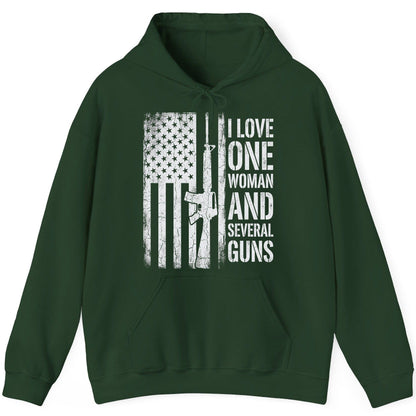 I LOVE ONE WOMAN AND Several GUNS Funny Pro-Gun Hoodie - product mockup - Forest Green