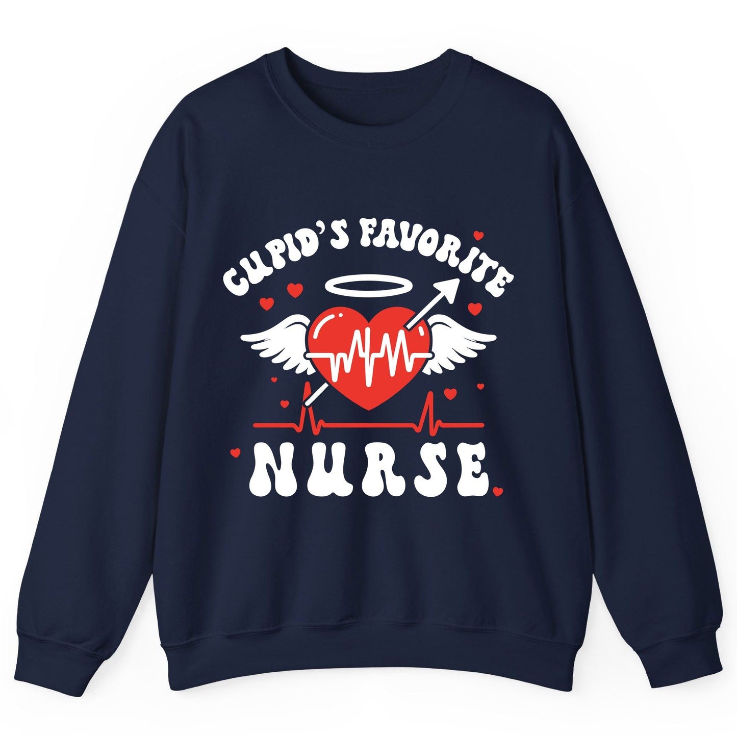 Cupid's Favorite Nurse nursing Sweatshirt Navy product mockup