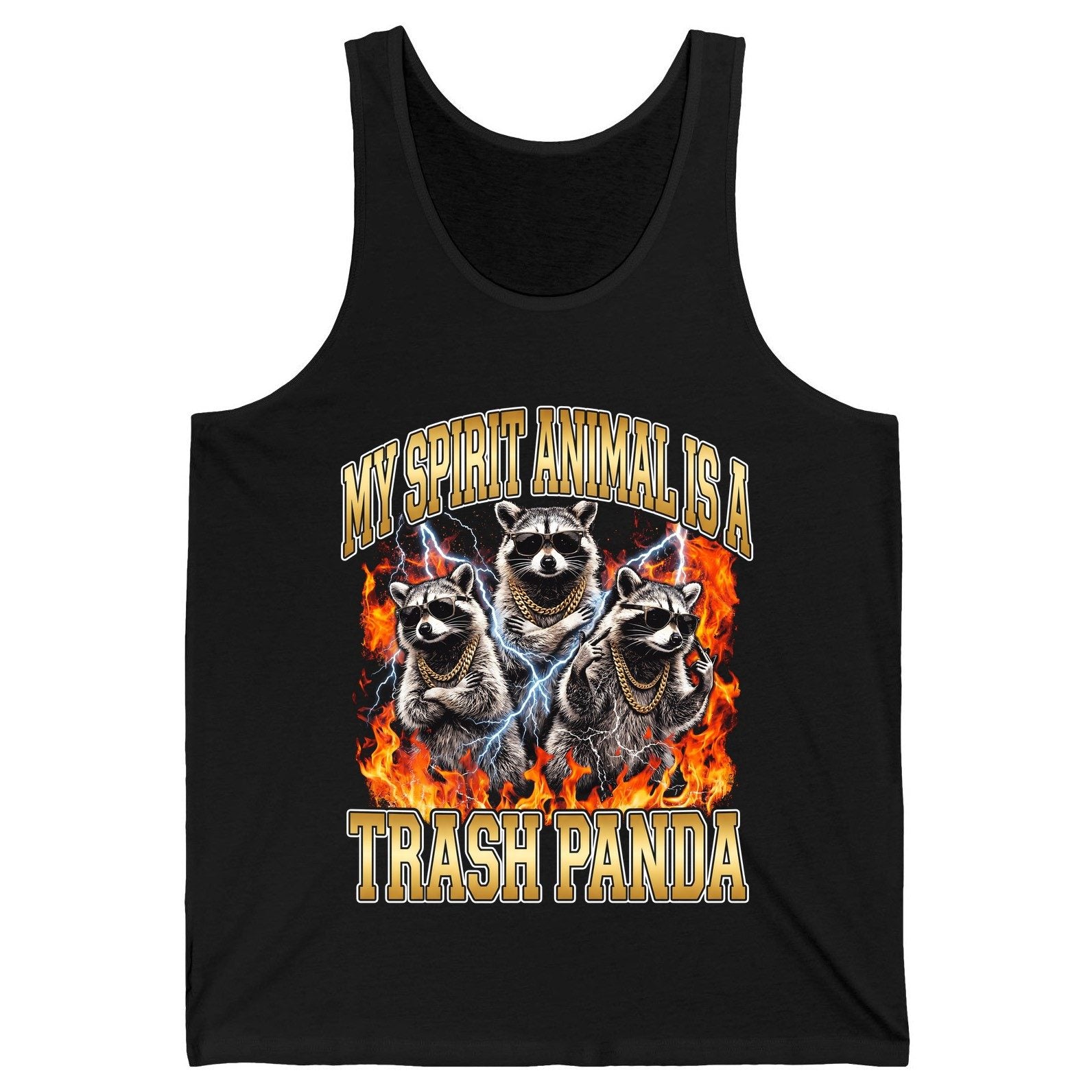 My Spirit Animal Is a Trash Panda raccoon Tank Top Black product mockup