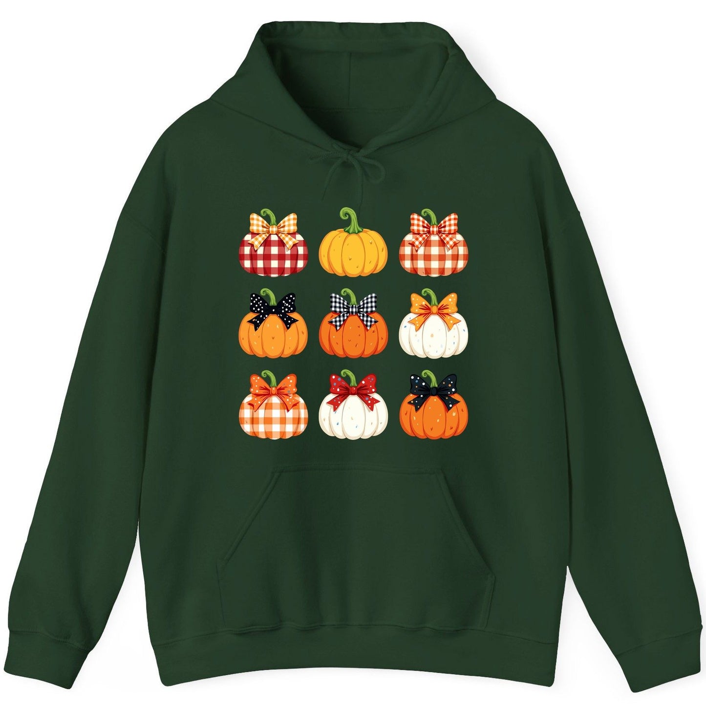 Decorative Fall Pumpkins fall pumpkins Hoodie Forest Green product mockup