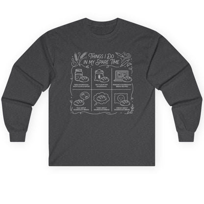 Things I Do in My Spare Time sourdough baking Long Sleeve Tee Dark Heather product mockup
