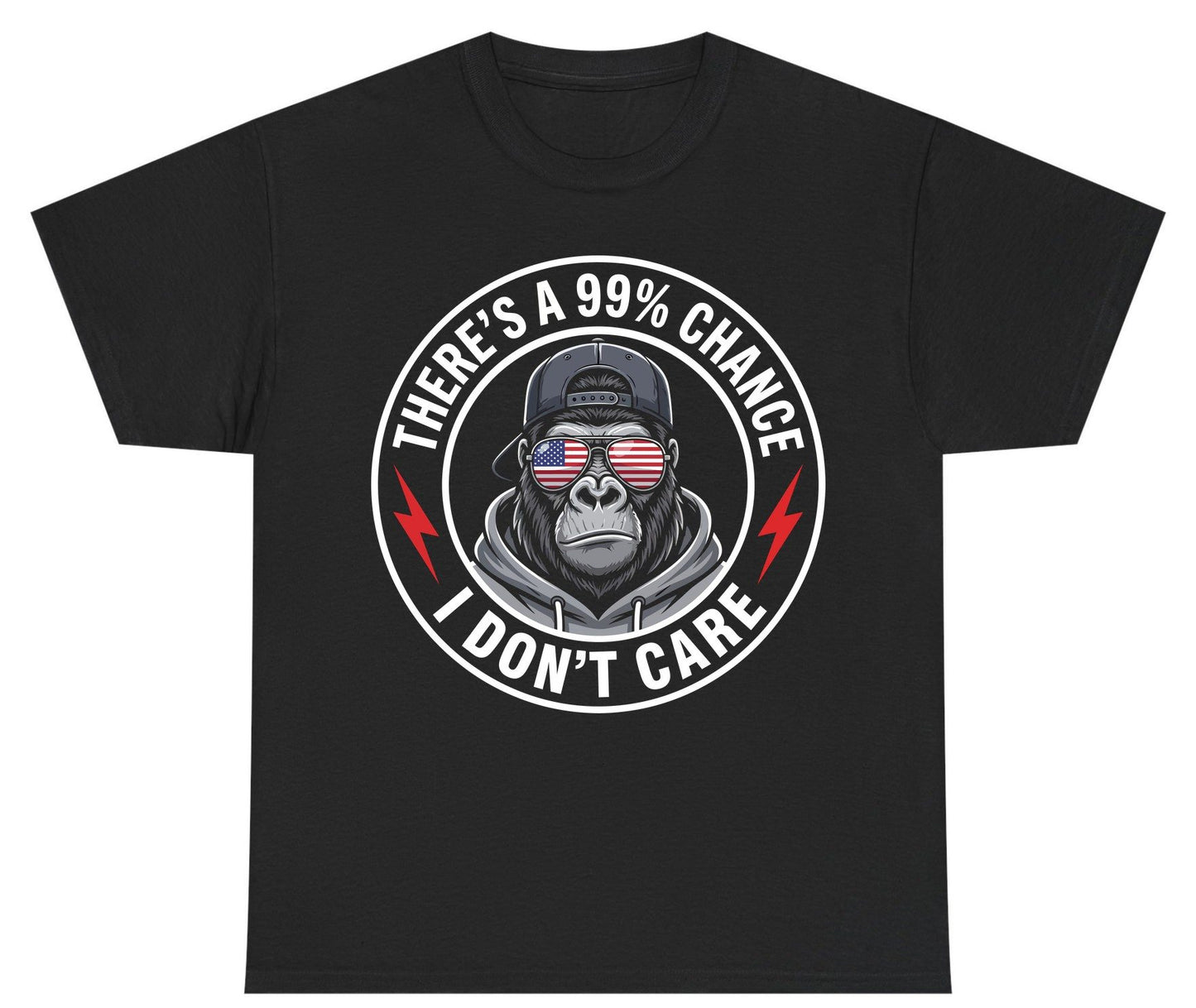 There's a 99% Chance I Don't Care sarcastic gorilla Youth T-Shirt Black product mockup