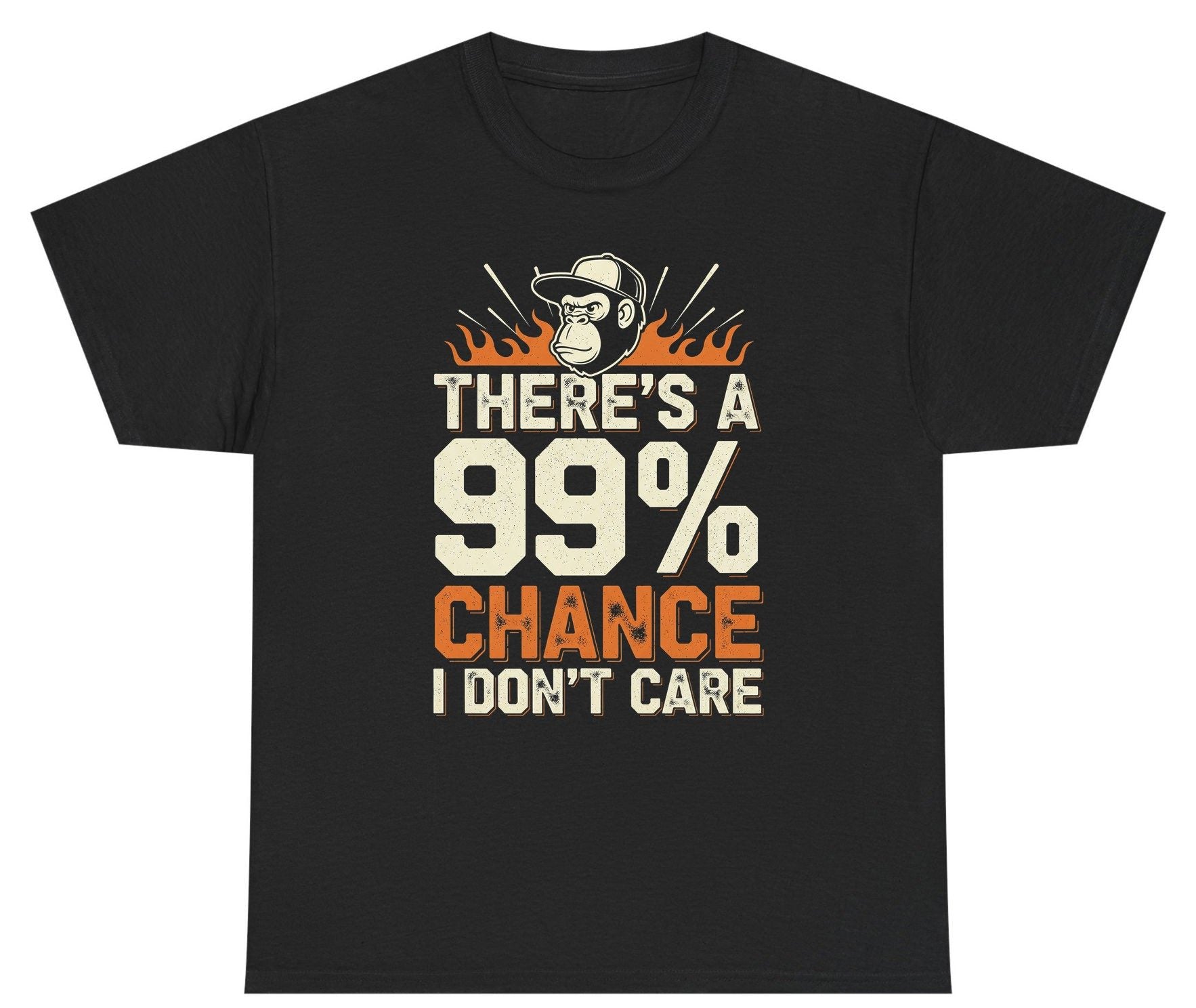 There's a 99% Chance I Don't Care sarcastic monkey Youth T-Shirt Black product mockup