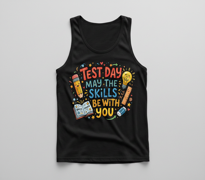 Test Day May The Skills Be With You Funny Teacher Student Gift Tank Top - Black