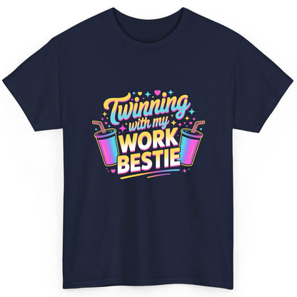 Twinning with My Work Bestie work friendship T-Shirt Navy product mockup