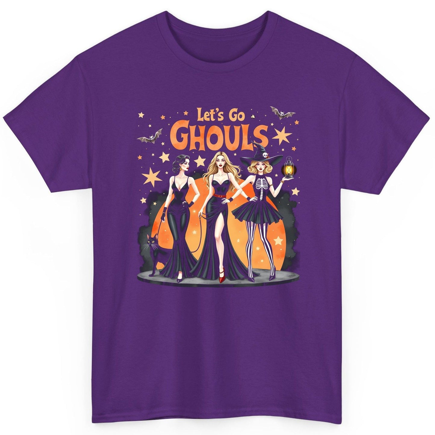 Let's Go Ghouls Halloween women T-Shirt Purple product mockup