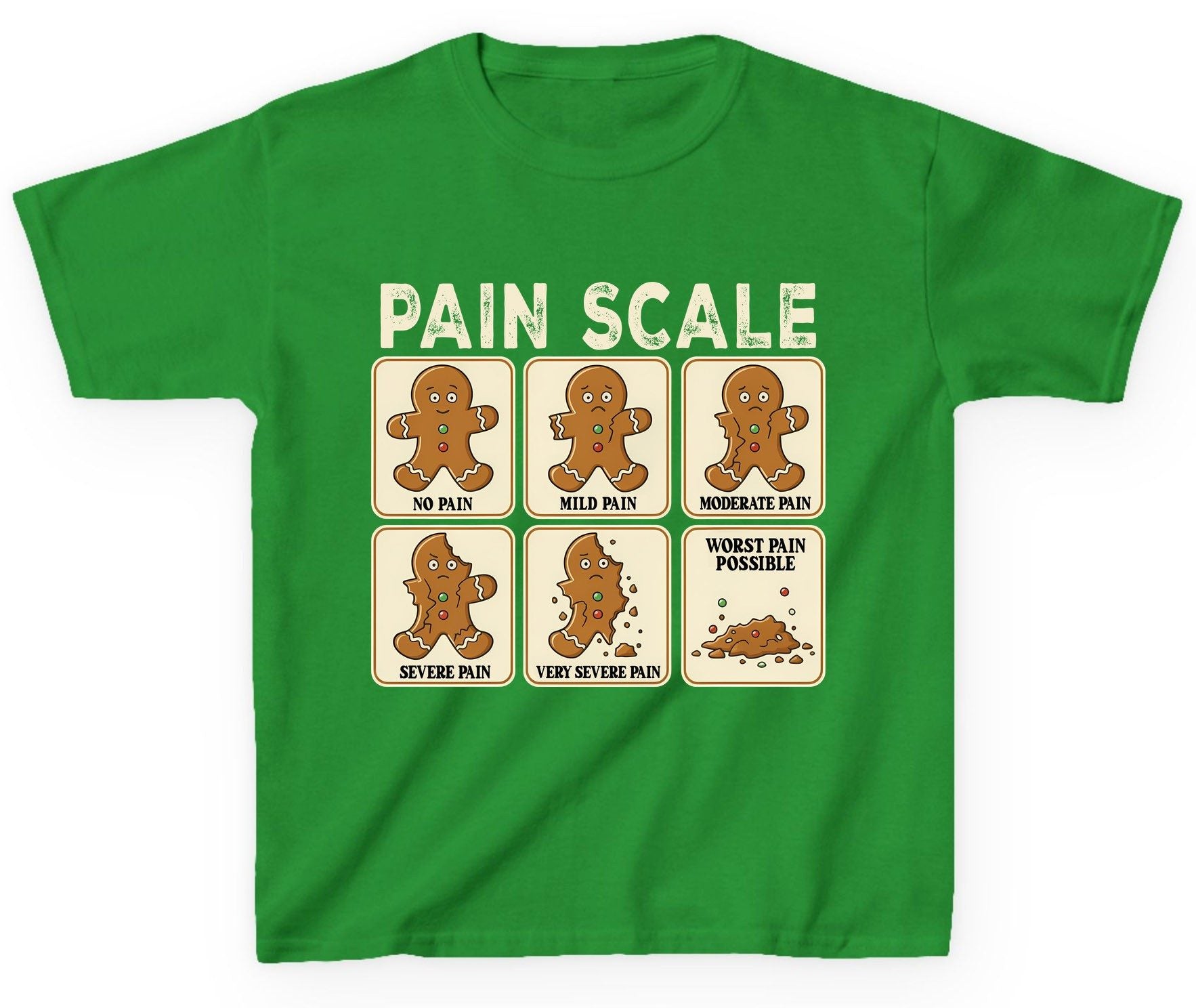Pain Scale gingerbread man pain scale Youth T-Shirt Irish Green product mockup