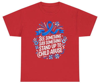 See Something Say Something Stand Up to Child Abuse Youth T-Shirt - product mockup - Red