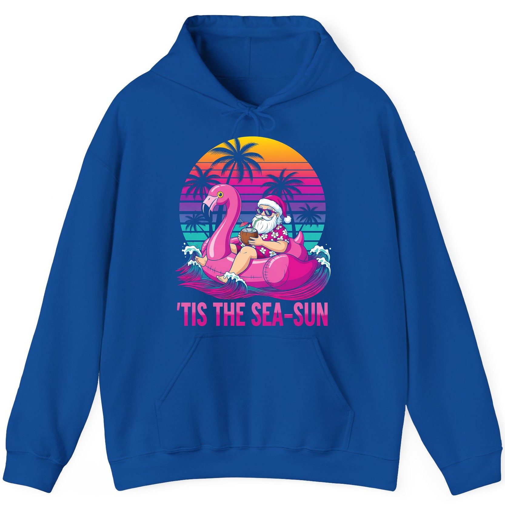 'Tis the Sea-Sun tropical santa claus Hoodie Royal product mockup
