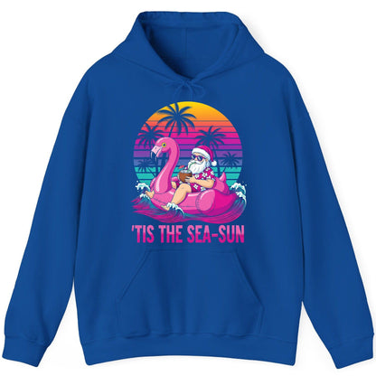 'Tis the Sea-Sun tropical santa claus Hoodie Royal product mockup