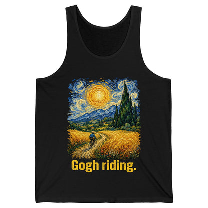 Gogh Riding art parody Tank Top Black product mockup