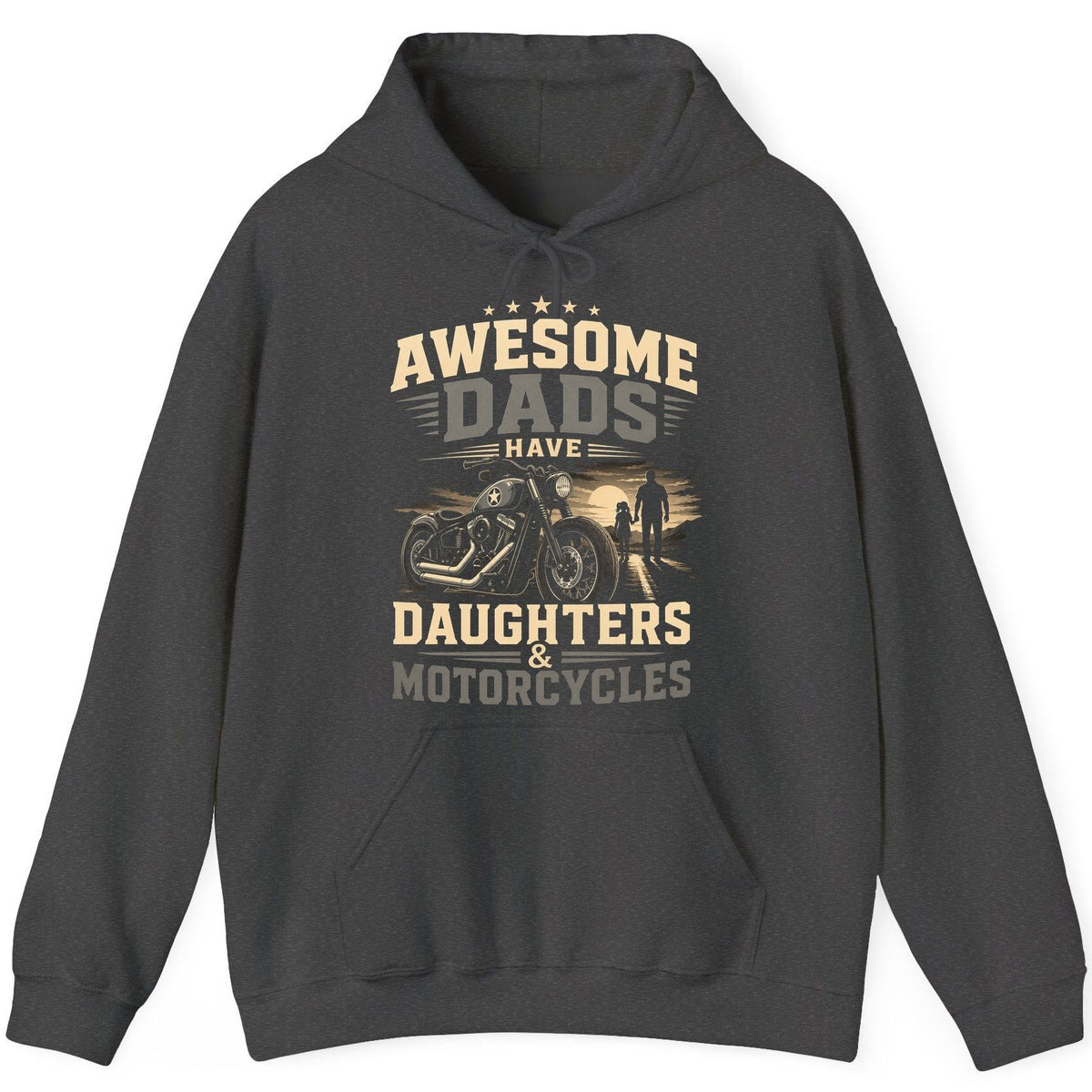 Awesome Dads Have Daughters & Motorcycles biker dad Hoodie Dark Heather product mockup